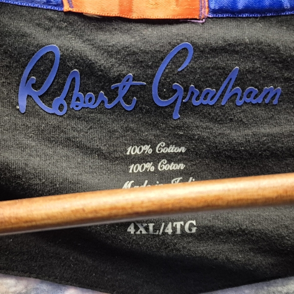 Robert Graham Blue and Orange Skull Graphic T-Shirt, 4XL - Picture 3 of 7